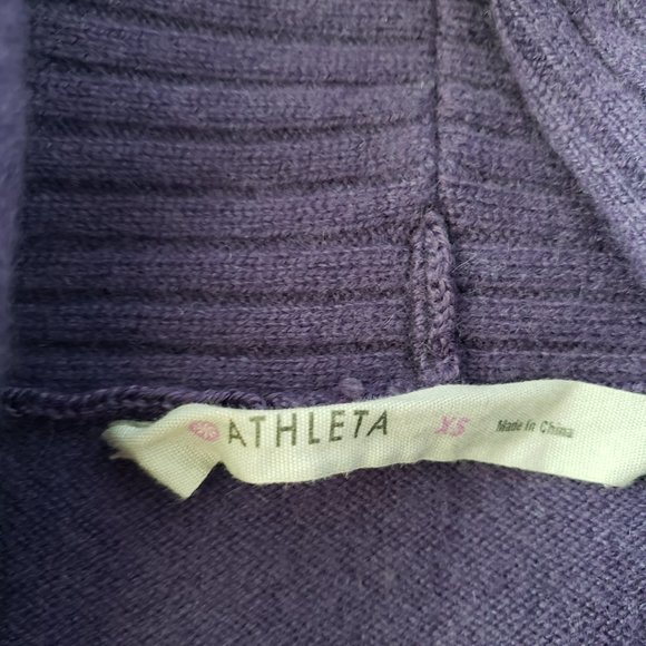 Athleta Cashmere Teton Funnel Cowl Neck Long Sleeve Purple Tunic Sweater - Picture 5 of 10